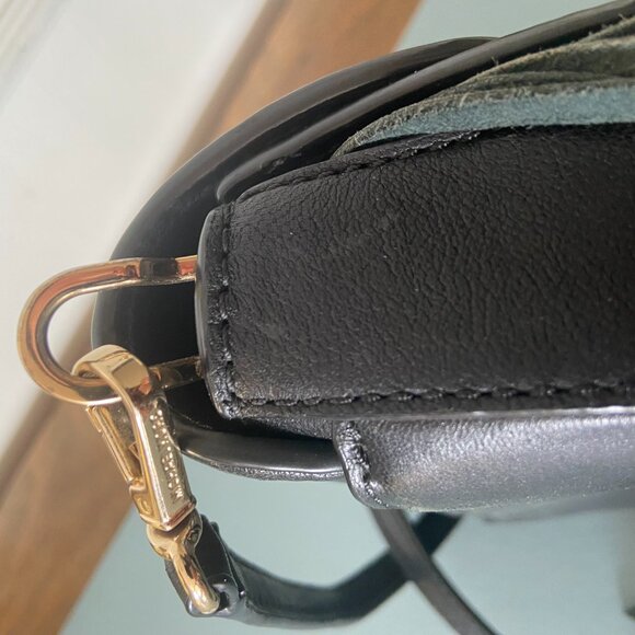 Michael Kors Cary Small Fringed Leather Crossbody Saddle Bag - Picture 8 of 13